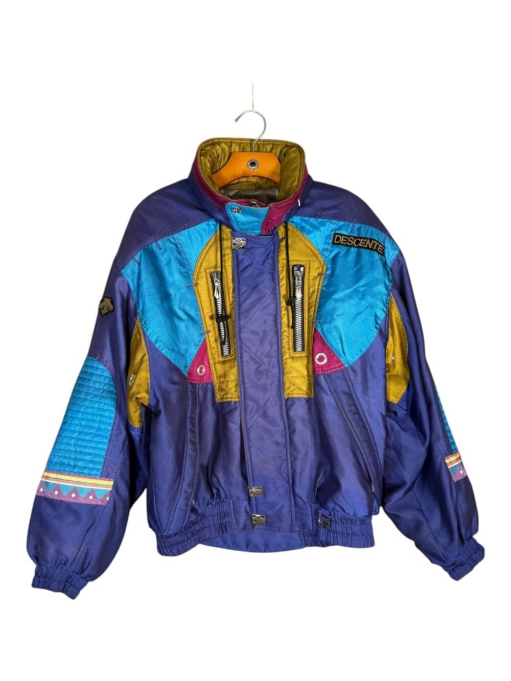 Vintage Descente Men's Colorblock Ski Jacket Colorful Retro Skiing
